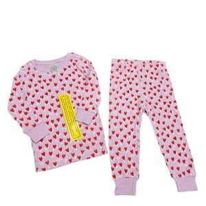 Hanna Andersson Pajamas Toddler 2T Pink Heart Tencel Modal Sleepwear HannaSoft